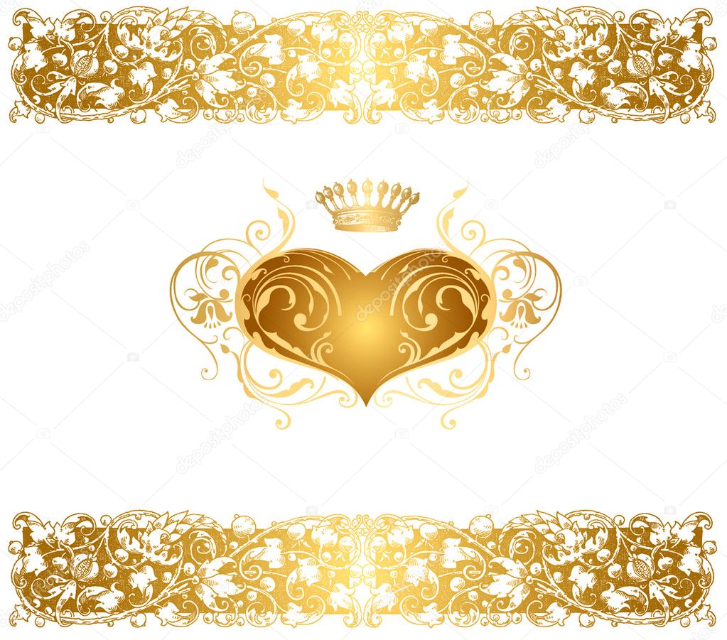 Holiday background with gold heart
