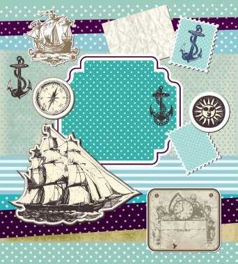 Vintage elements on theme travels clipart