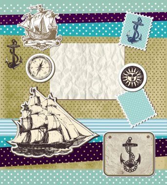 Vintage elements on theme travels clipart