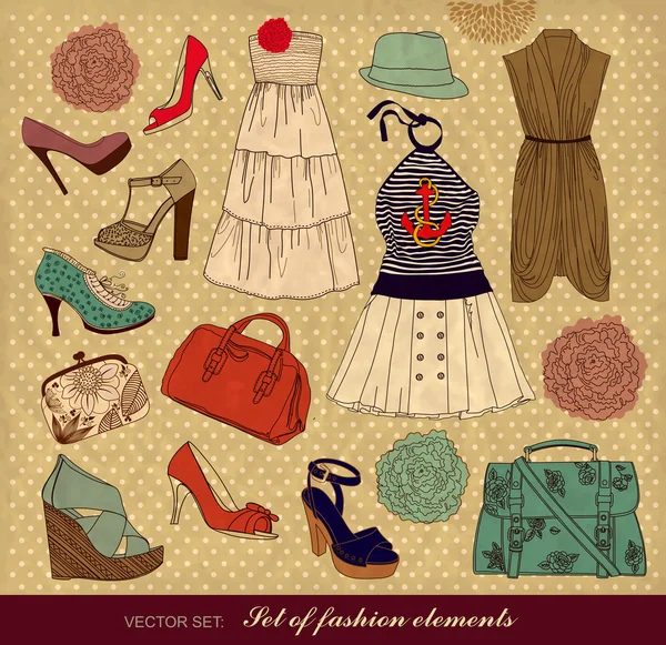 Набір жіночих модних аксесуарів — стоковий вектор