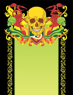 Vertical composition with a human skull clipart