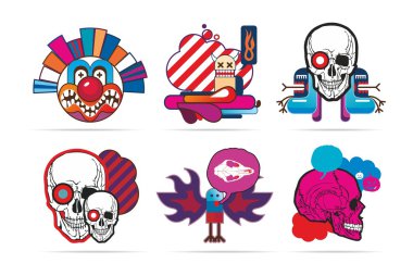 Icons with skulls clipart