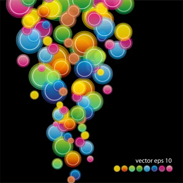 Cercles colorés sur fond noir — Image vectorielle