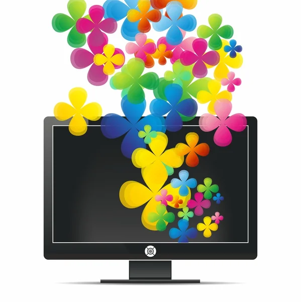 stock vector Monitor with color petals