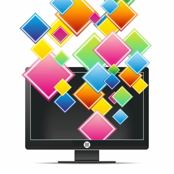 stock vector Monitor with transparent squares