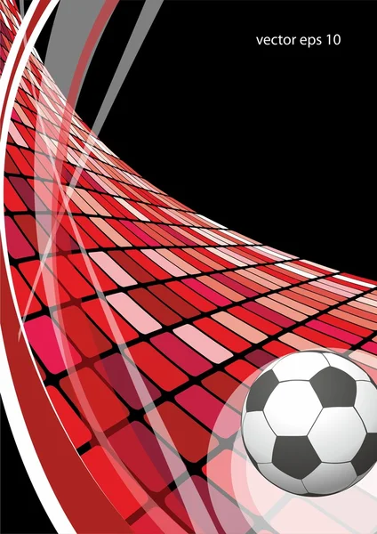 Pelota de fútbol en la ola roja — Vector de stock