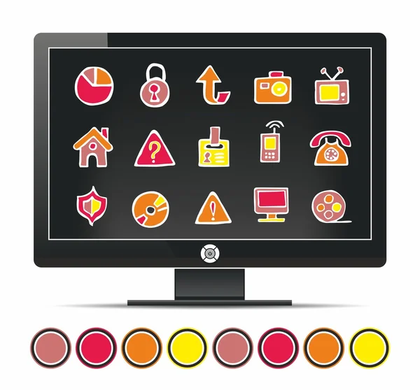 Display with icons — Stock Vector