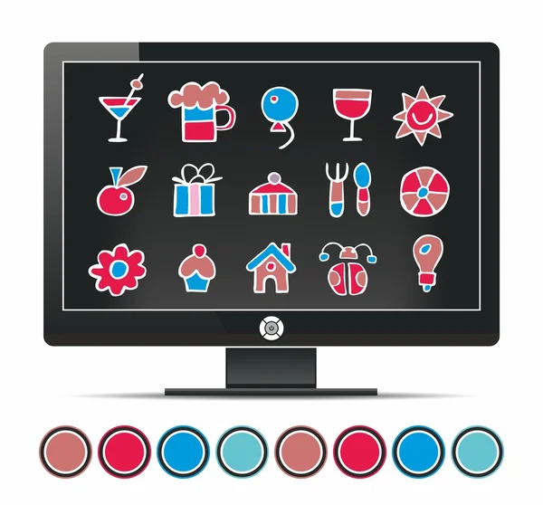 Holiday icons on the screen — Stock Vector