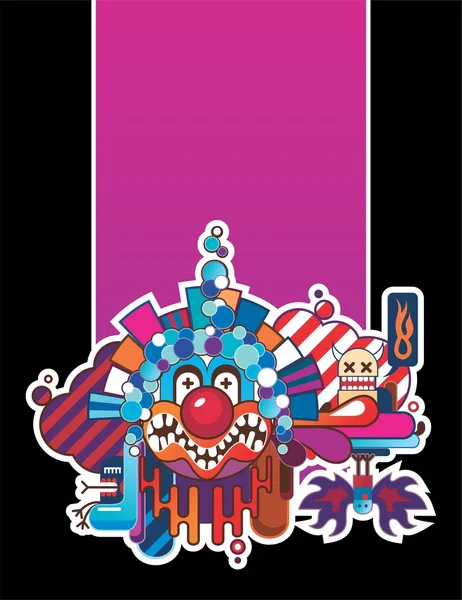 Vertical composition with the head of a clown — Stock Vector