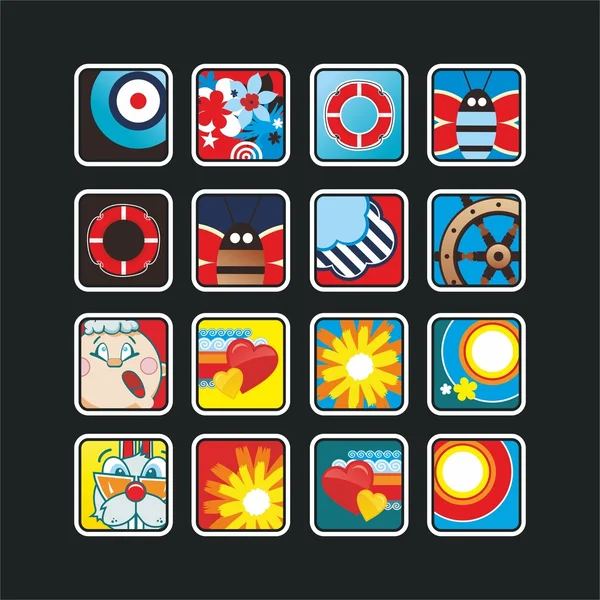 Square nautical icons — Stock Vector