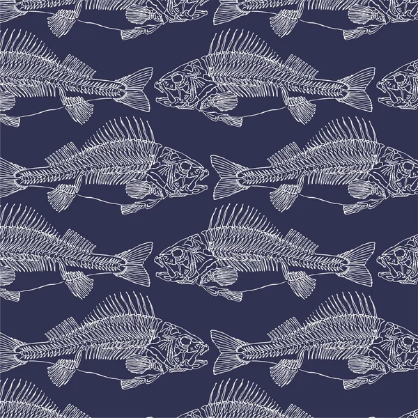 鱼的骨架与纹理 — 图库矢量图片