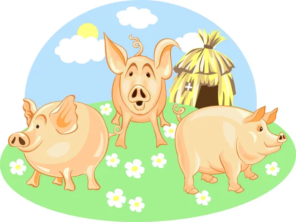 Vector three little pigs — Stock Vector