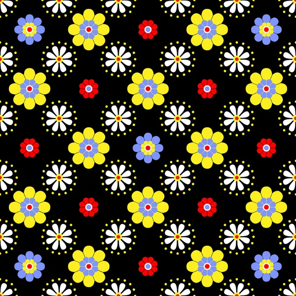 Patrón floral sin costura vectorial en colores saturados brillantes — Archivo Imágenes Vectoriales