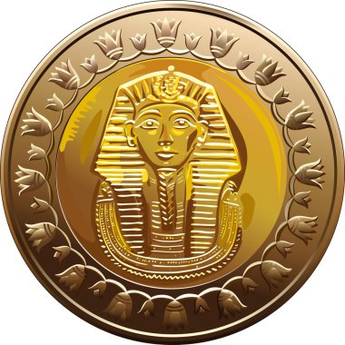 Vector Egyptian coin featuring Pharaoh clipart