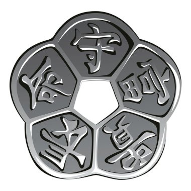 Vector ancient chinese coin feng shui clipart