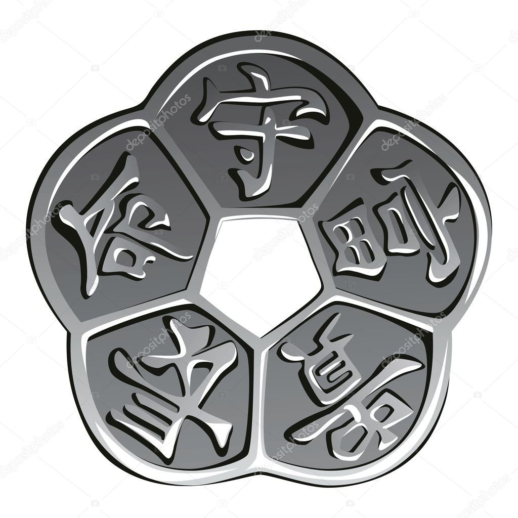 Vector ancient chinese coin feng shui Stock Vector by ©olgacov 5986118