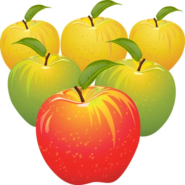 Vektorové sada barevné jablek — Stockový vektor