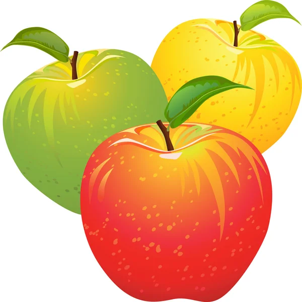 Ensemble vectoriel de pommes colorées — Image vectorielle