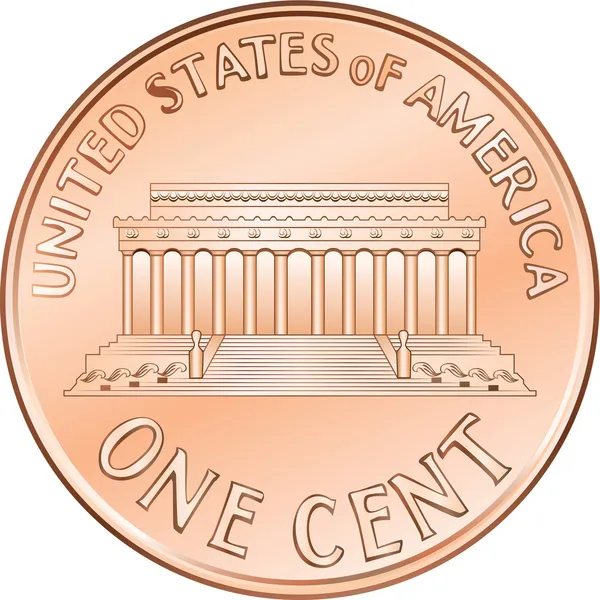 Вектор американський монета один цент, Пенні — стоковий вектор