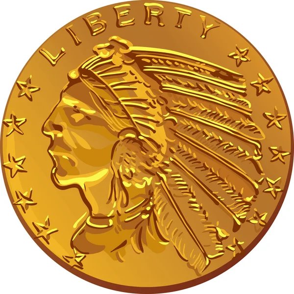 Vektorové americká zlatá mince dolaru — Stockový vektor