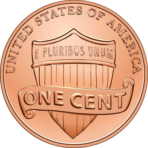 Moneta americana vettoriale un centesimo, penny — Vettoriale Stock