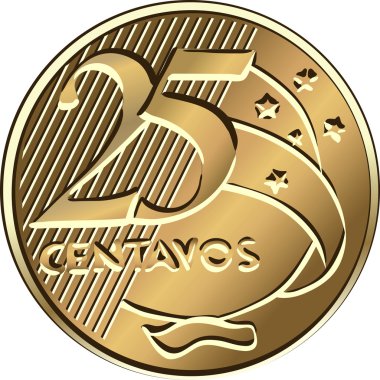 Vector Brazilian centavo coin twenty-five clipart