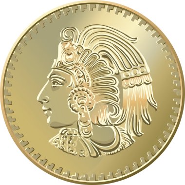 Mexican coin with the image of the Indian clipart