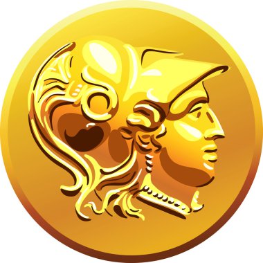 Vector gold coin with the image of Alexander the Great clipart