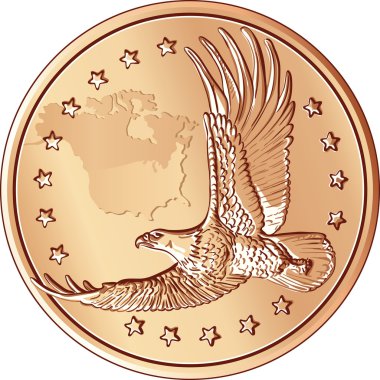 Vector Money, coin with the image of a flying eagle clipart