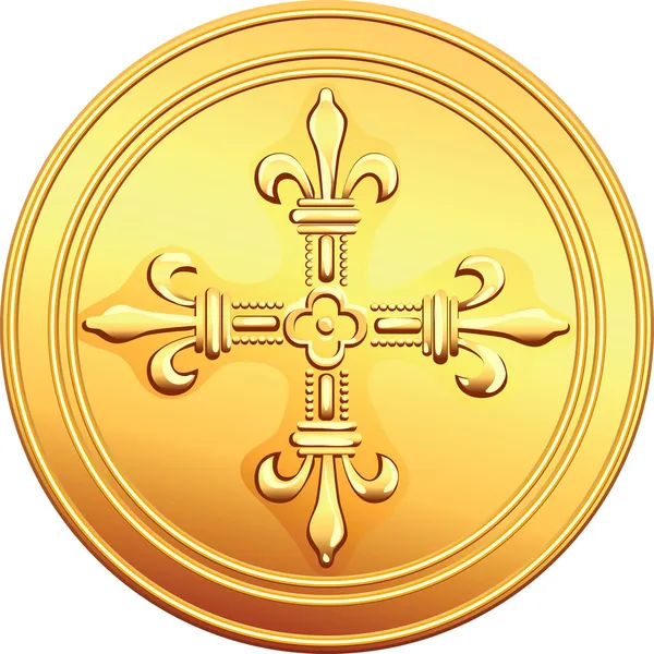 Moneta d'oro vettoriale ECU francese — Vettoriale Stock