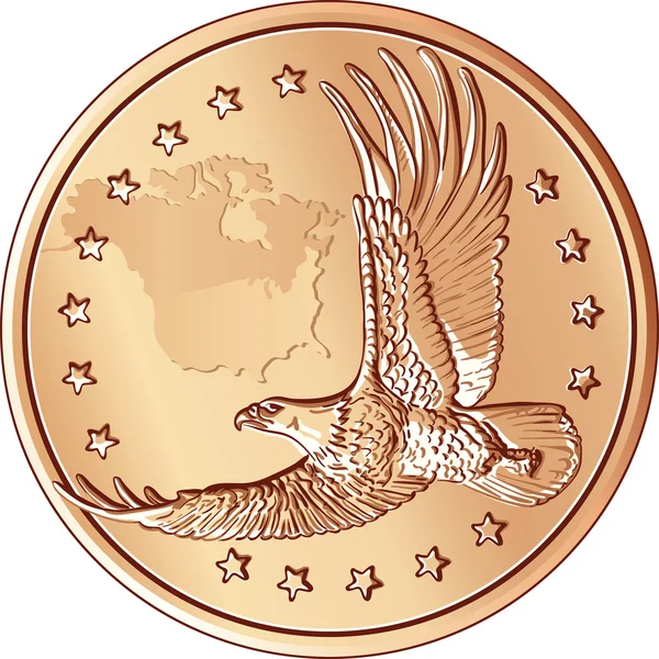 Векторные деньги, монета с изображением летающего орла — стоковый вектор
