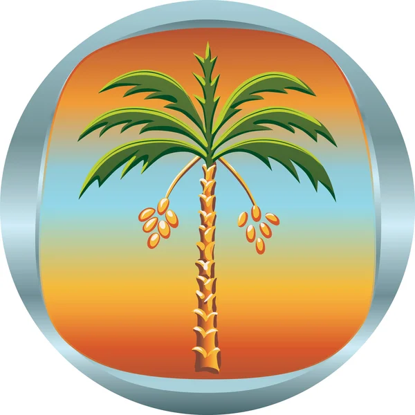 Vector metal medallion with the date palm — Stock Vector