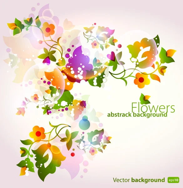 Floral abstract background with neon lights — Stock Vector