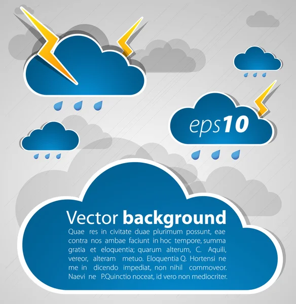 Bad weather background. sky with clouds and lightnings — Stock Vector