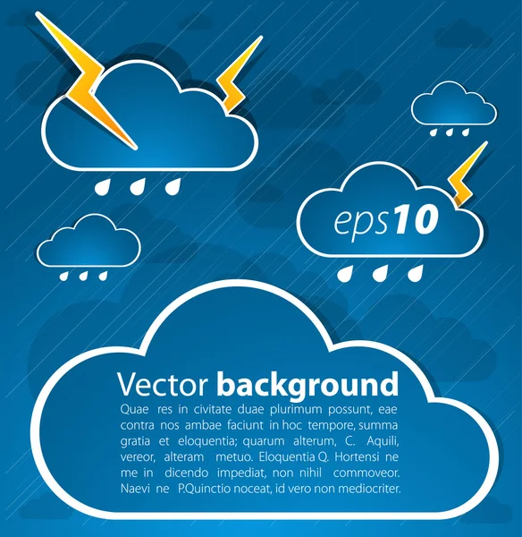 Špatné počasí pozadí. oblohu s mraky a blesky — Stockový vektor