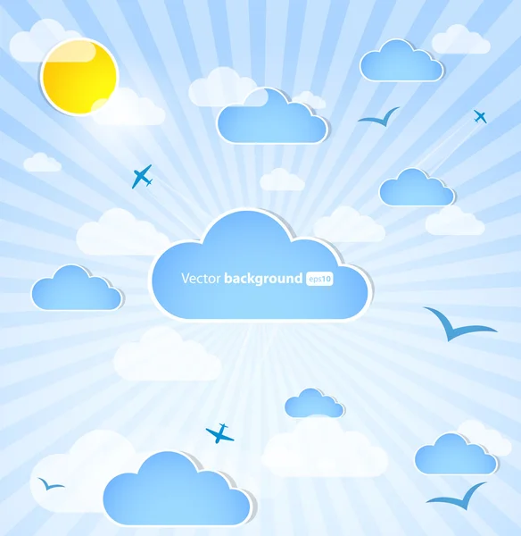 天気の良い日の背景。雲と青い空 — ストックベクタ