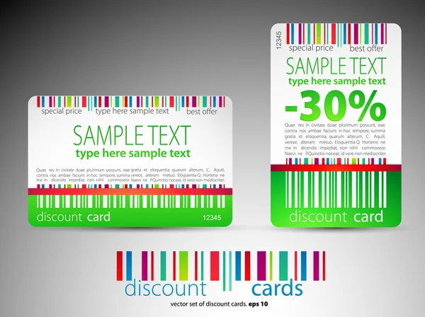 Ensemble de cartes de couleur discount — Image vectorielle