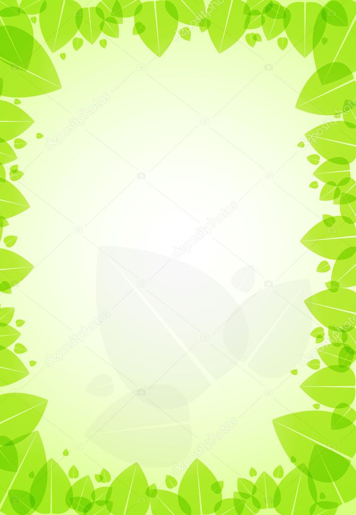 Fresh green background with leaves