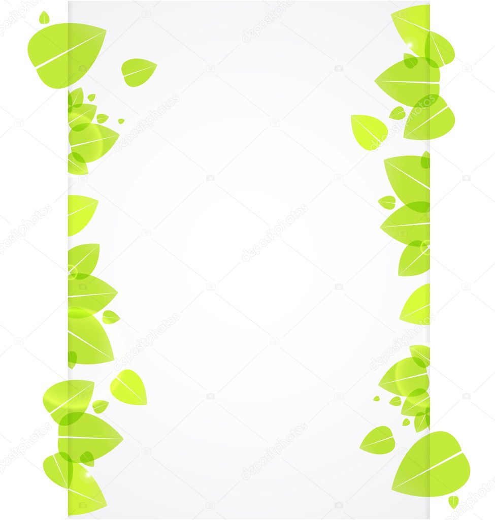 Fresh green background with leaves