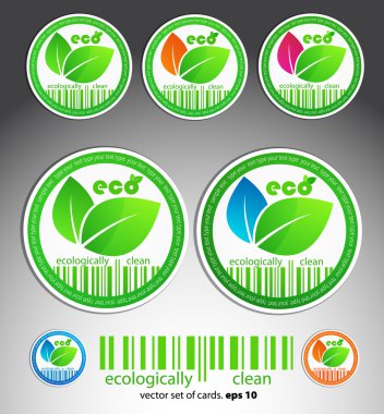 Set of color green vector eco stickers clipart