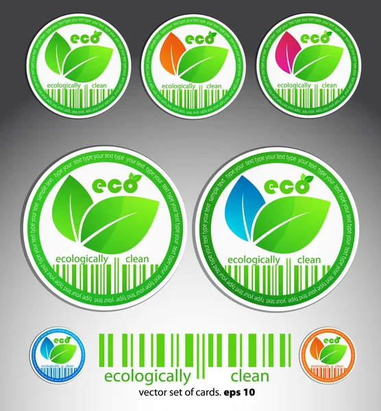 Set kleur groen vector eco stickers — Stockvector