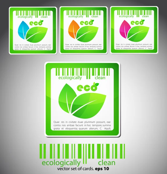 Set of color green vector eco stickers — Stock Vector