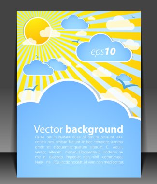 Blank with clouds and sun clipart