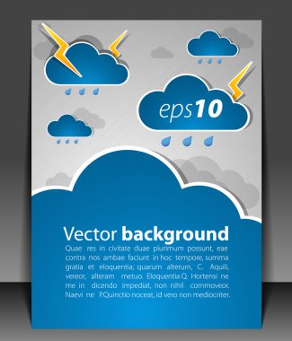 Bad weather. Sky with clouds and lightnings clipart