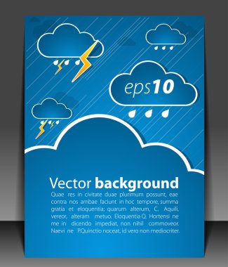 Bad weather. Sky with clouds and lightnings clipart