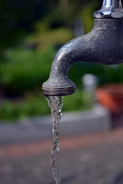 A running garden faucet tap — Stock Photo, Image