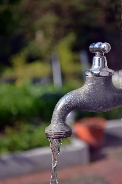 A running garden faucet tap — Stock Photo, Image