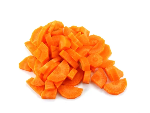 Świeże marchewki pokrojone w kostkę — Zdjęcie stockowe