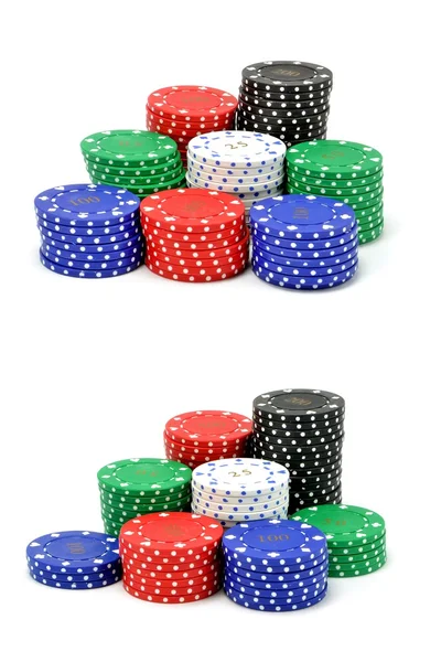 2 εικόνες στοιβάζονται πόκερ μάρκες — Φωτογραφία Αρχείου