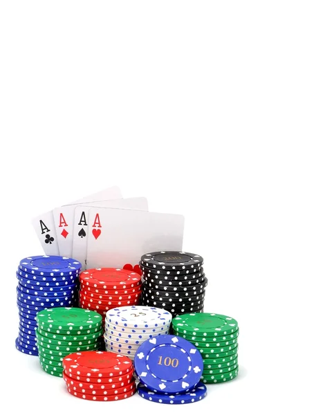 Żetony i karty pokerowe — Zdjęcie stockowe